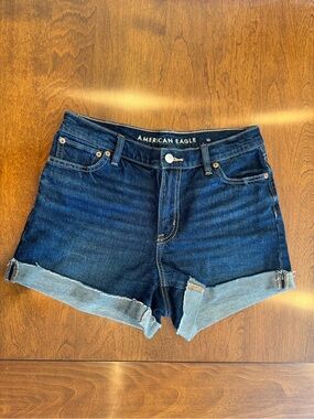 American Eagle Outfitters Dark Blue Rolled Cuff Denim Shorts